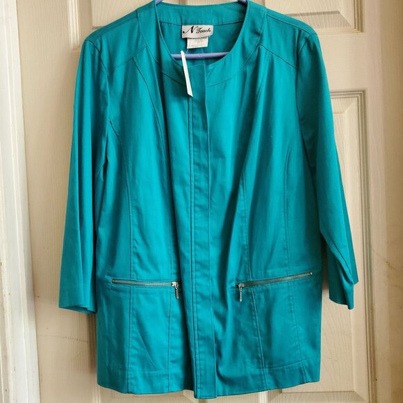 NWT N Touch Jacket Wm10 Tailored Cotton Zippered 2Pockets FormEnhancing Classic - Picture 1 of 9